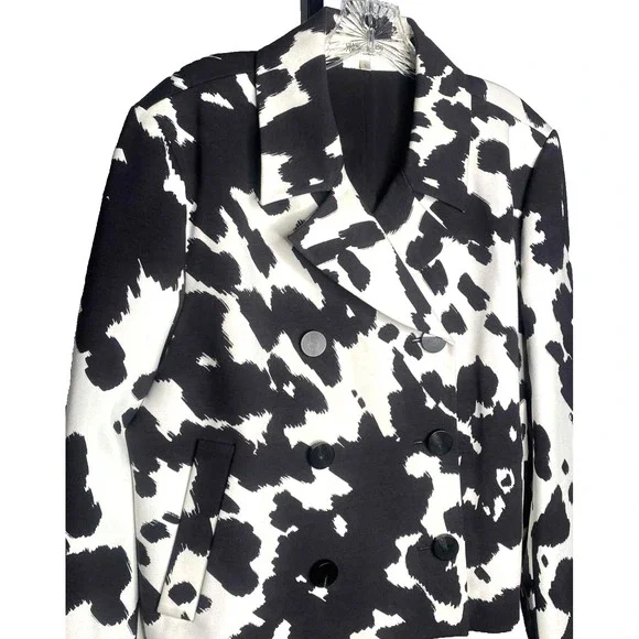 DVF Diane Von‎ Furstenberg Macie Cropped Pony Print in Blazer Jacket Size large